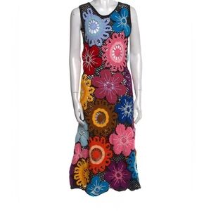 Jonathan Cohen Floral Crochet Multicolor Dress